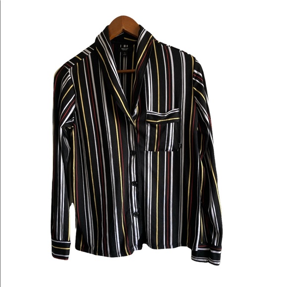 Simply Vera Wang Black Striped Pajama Top Small - Picture 2 of 8